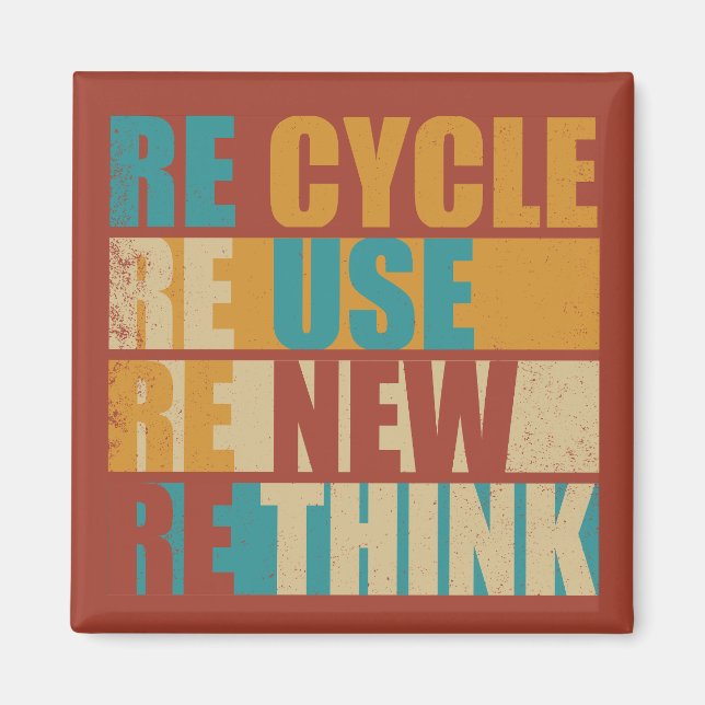 Imã Reciclar reduzir reutilização repensar (Frente)