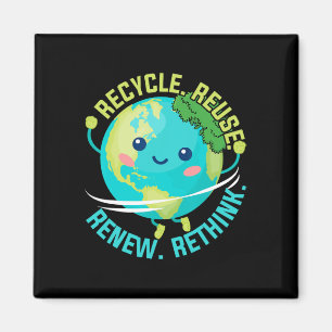 Imã Reciclar Reuse Renove ReThink Earth Day Boy Todler