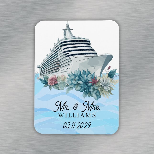 Ímã Recordo de Favor de Casamento Personalizado de Nav (Cruise Ship Custom Wedding Favors Keepsake Magnet)