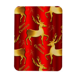 Ímã Red and Dourado Reindeer Feliz Natal