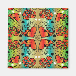 Imã Red and green Whimsical Romantic Hearts pattern