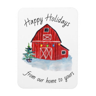 Ímã Red Barn Natal Personalizável