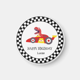 Imã Red Birthday Dinosaur, corrida de carros de corrid