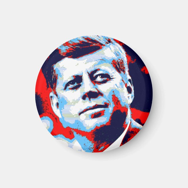 Imã Red Blue Pop Art JFK John F. Kennedy (Frente)
