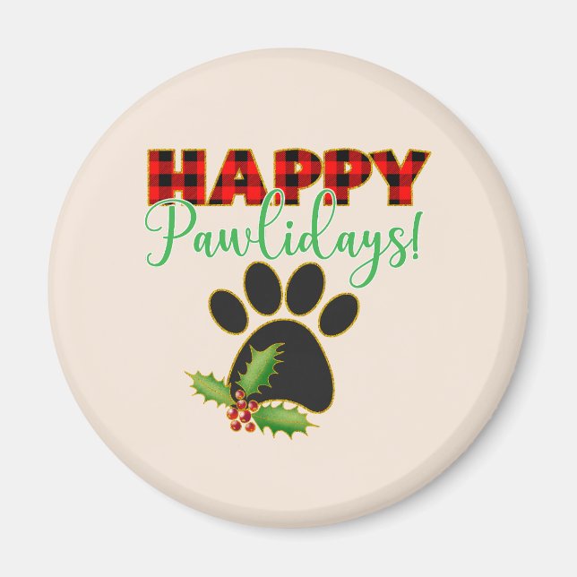 Imã Red Buffalo Xadrez Paw Imprimir Natal (Frente)