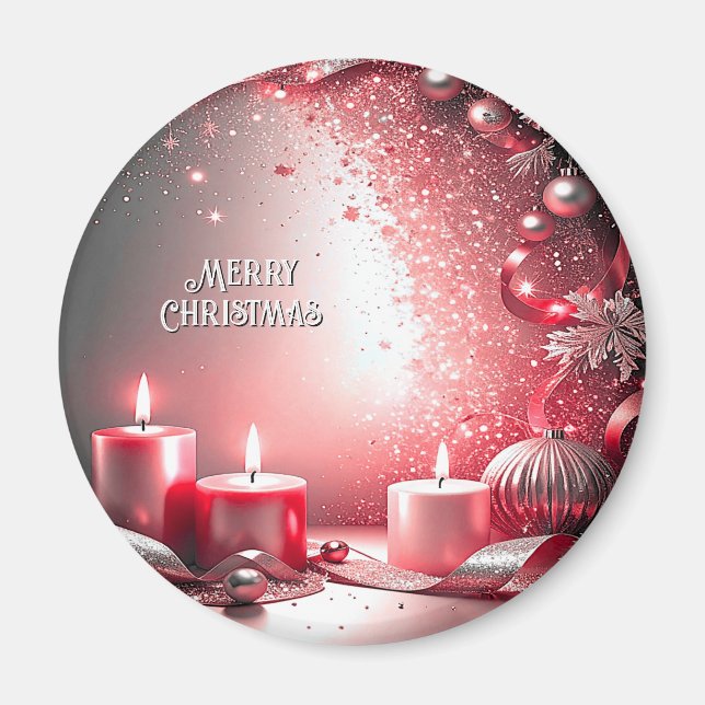 Imã Red Candles Decorative Natal Foliday Magnet (Frente)