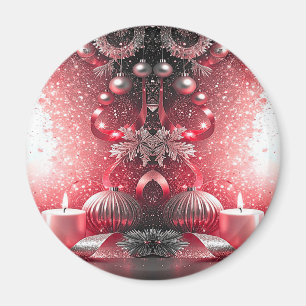 Imã Red Candles Decorative Natal Foliday Magnet