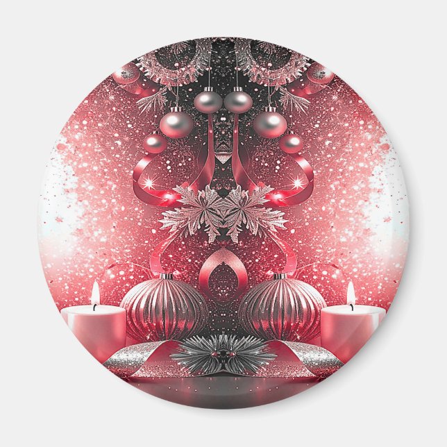 Imã Red Candles Decorative Natal Foliday Magnet (Frente)