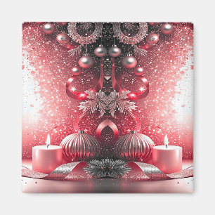 Imã Red Candles Decorative Natal Foliday Magnet