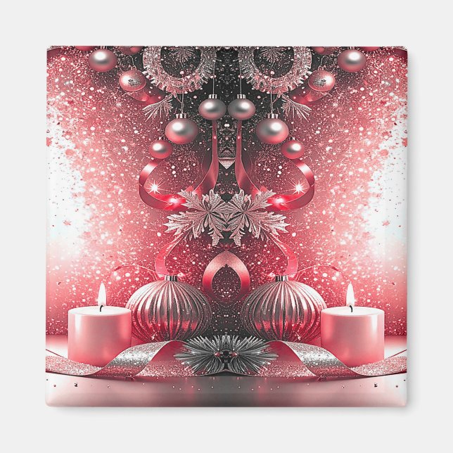 Imã Red Candles Decorative Natal Foliday Magnet (Frente)