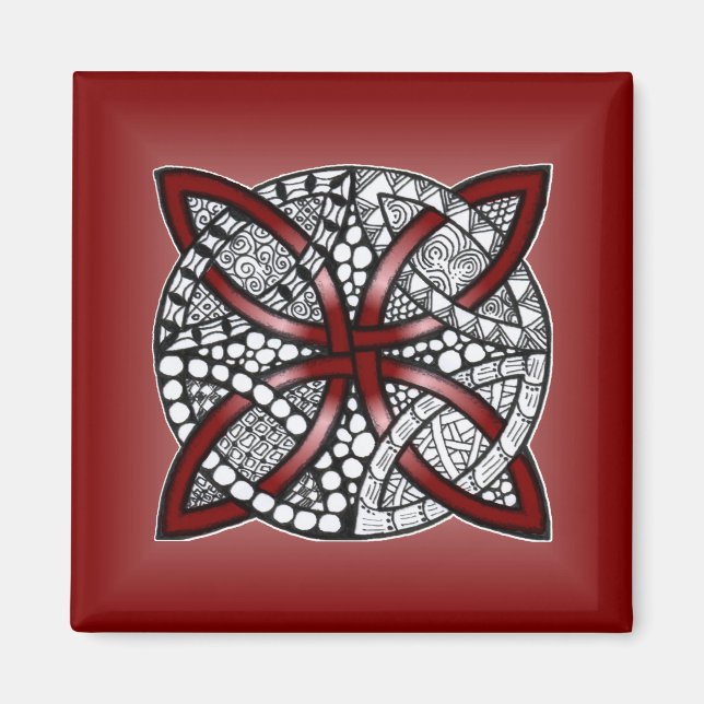 Imã Red Celtic Knot Arte Original (Frente)
