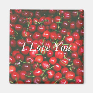 Imã Red Cherry - I Love You (texto personalizável)