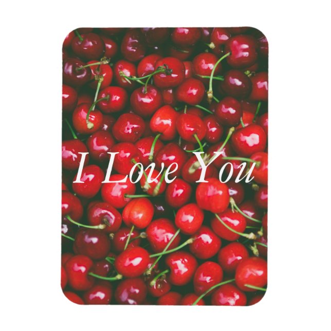 Ímã Red Cherry - I Love You (texto personalizável) (Vertical)
