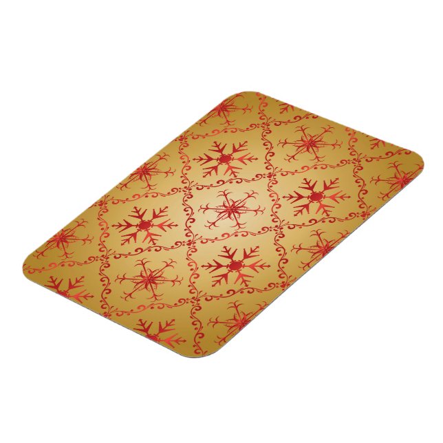 Ímã Red Christmas Stars on Gold (Left Side)