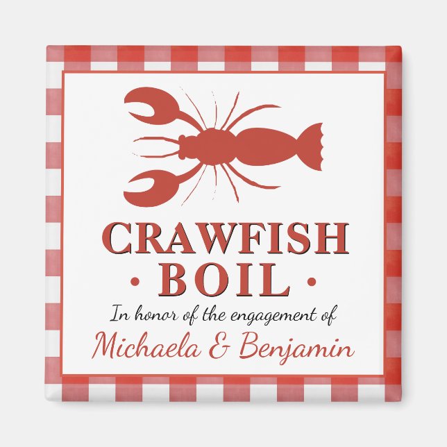 Imã Red Crawfish Boil Seafood Party Engagement Picnic (Frente)