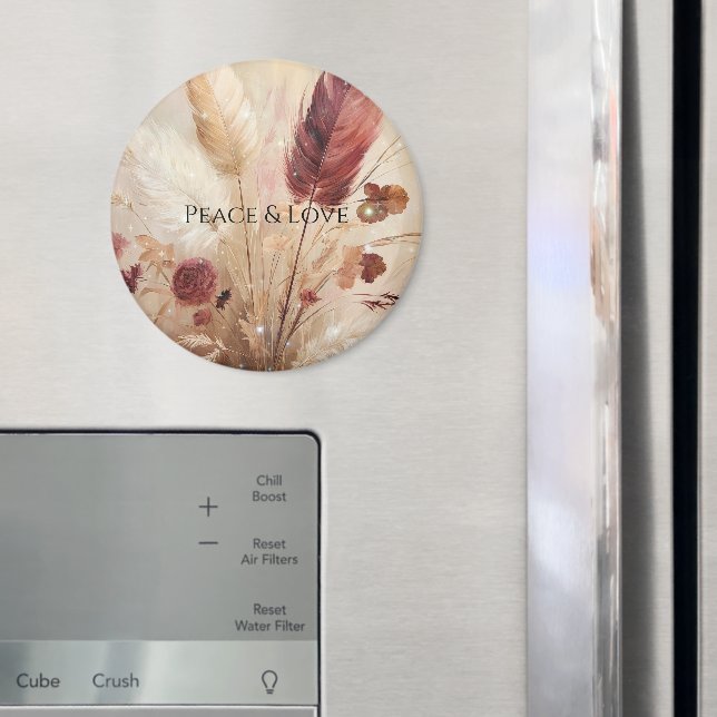 Imã Red Cream Boho Feather Floral (In Situ (Fridge))