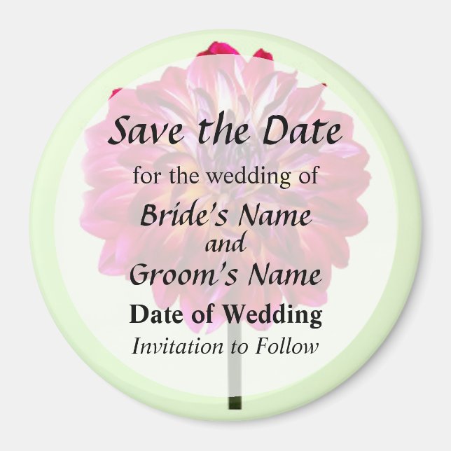 Imã Red Dahlia Tinted With Yellow Save the Date (Frente)