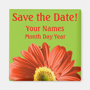 Imã Red Daisy Flower Salve A Data Personalizada
