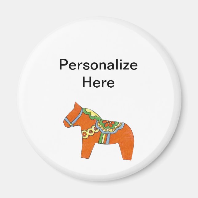 Imã Red Dala Horse Personalizado Magnet (Frente)
