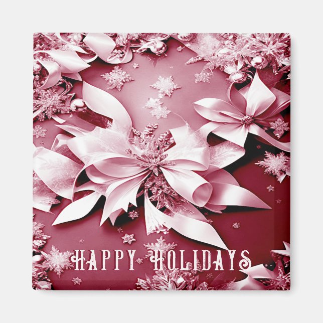 Imã Red Floral Holiday Magnet (Frente)