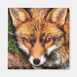 Imã Red Fox Linda Arte Selvagem