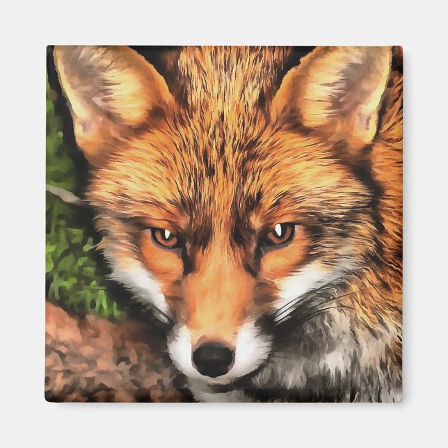 Imã Red Fox Linda Arte Selvagem (Frente)