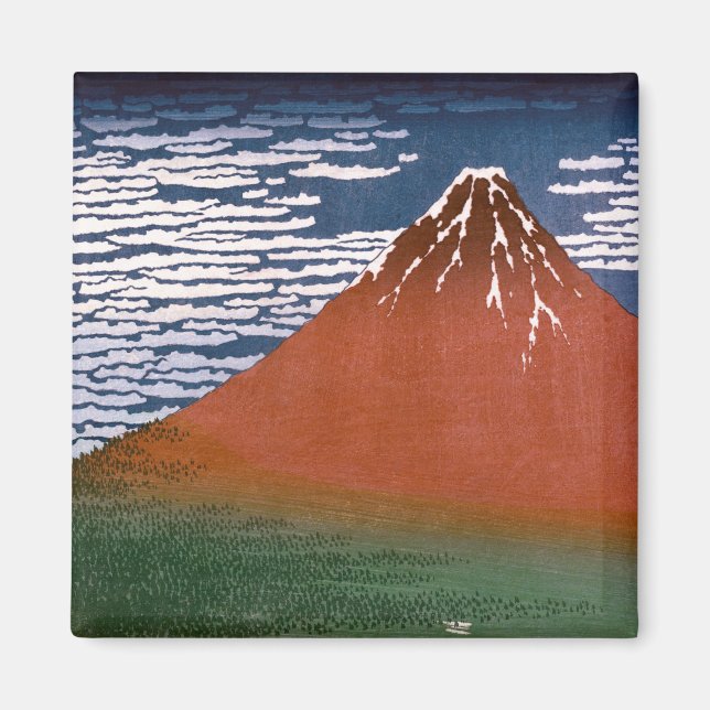 Imã Red Fuji, Aka Fujiyama Volcano Katsushika Hokusai (Frente)