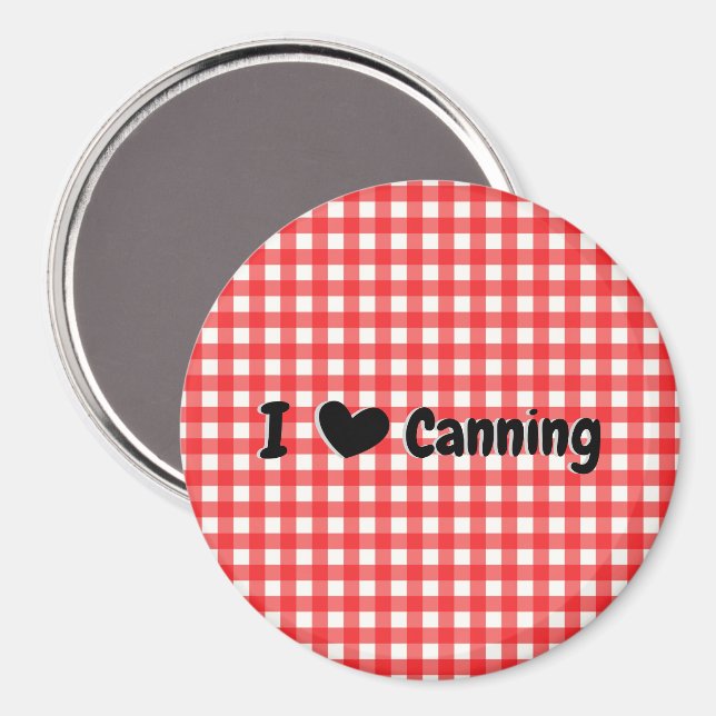 Imã Red Gingham Check I Heart Canning (Front/Back)