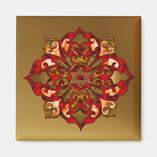 Imã Red Hanukkah Mandala (Frente)