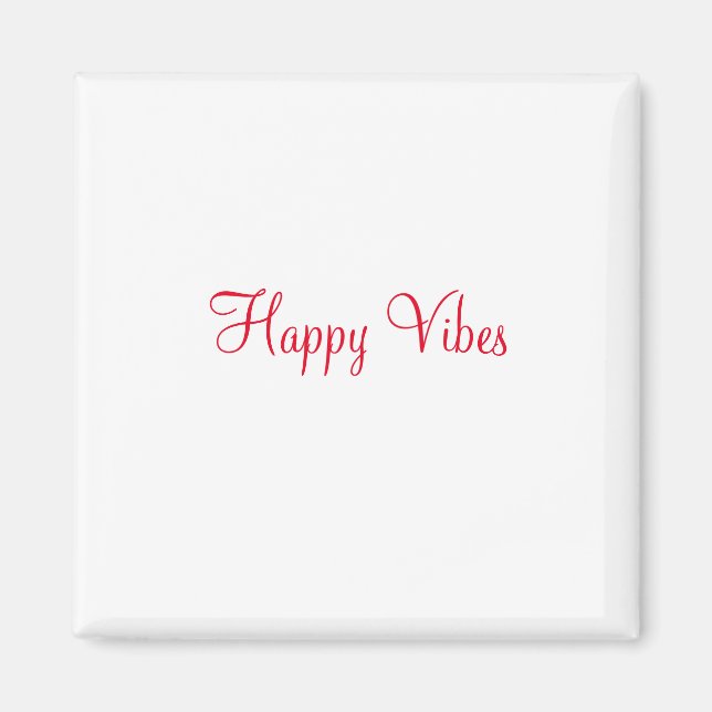 Imã Red Happy vibe simples caligrafia mínima (Frente)