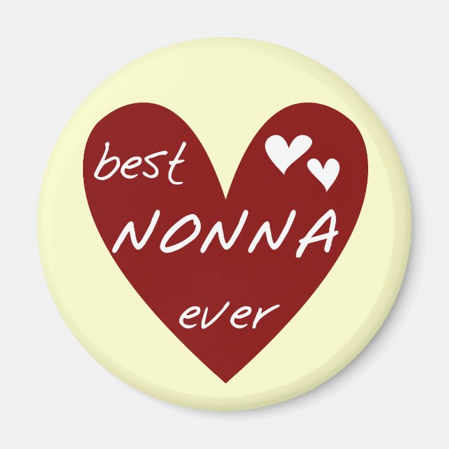 Imã Red Heart Best Nonna Ever T-shirts presentes (Frente)