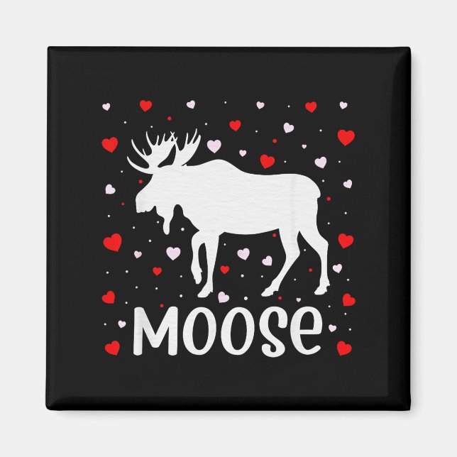 Imã Red Heart Cud Love Graphic Moose Lover Valentine D (Frente)