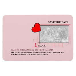 Ímã Red Heart Love Save The Date Photo
