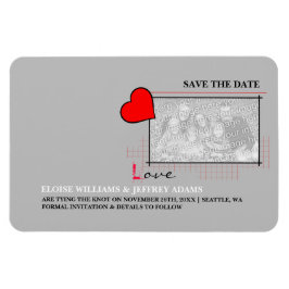 Ímã Red Heart Love Save The Date Photo