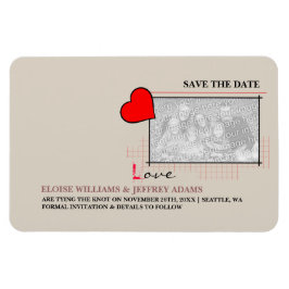 Ímã Red Heart Love Save The Date Photo