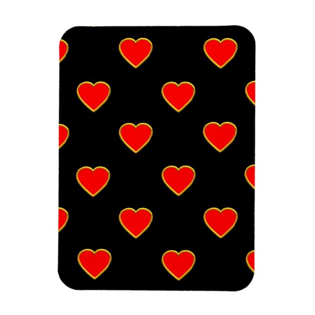 Ímã Red Hearts on a Black Background (Vertical)