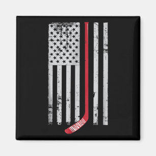 Imã Red Hockey Stick American Flag USA Hockey