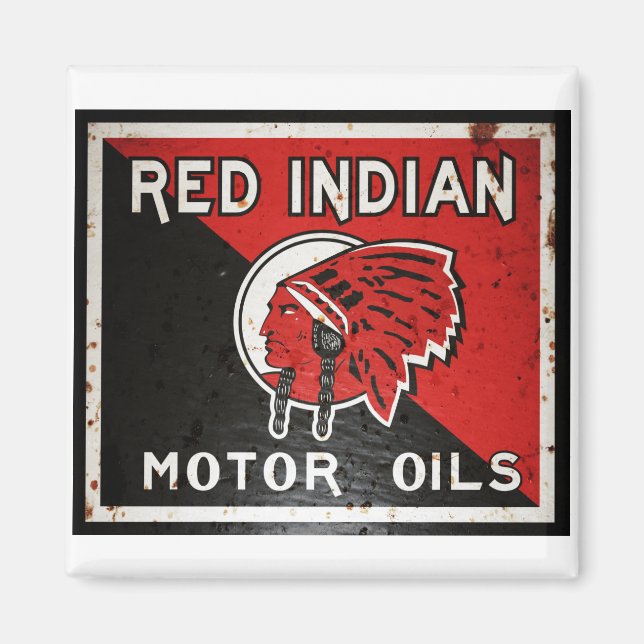 Imã Red Indian Motor Oil, sinal de ferrugem. (Frente)