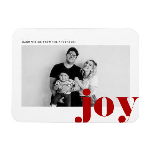 Ímã Red Joy Bold Typografia Foto Moderna Natal