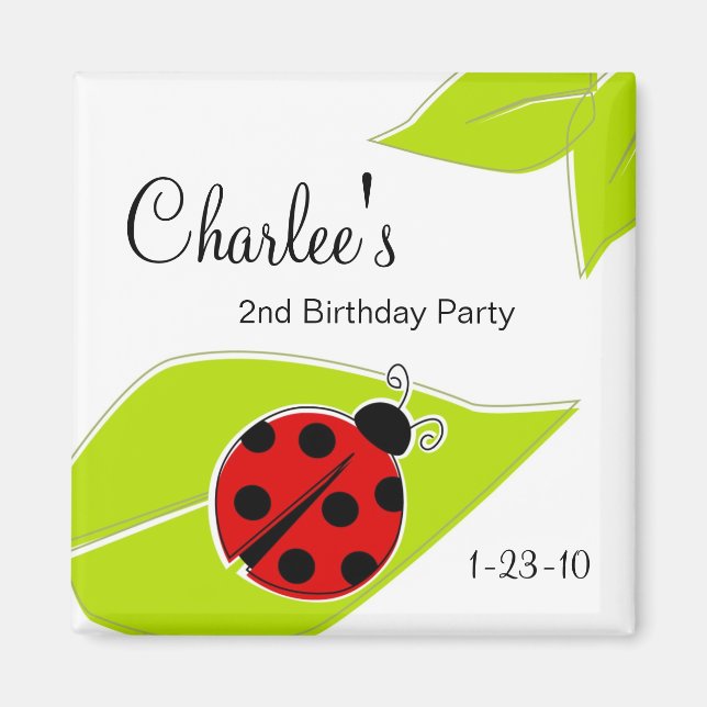 Imã Red Ladybug Birthday Magnets (Frente)