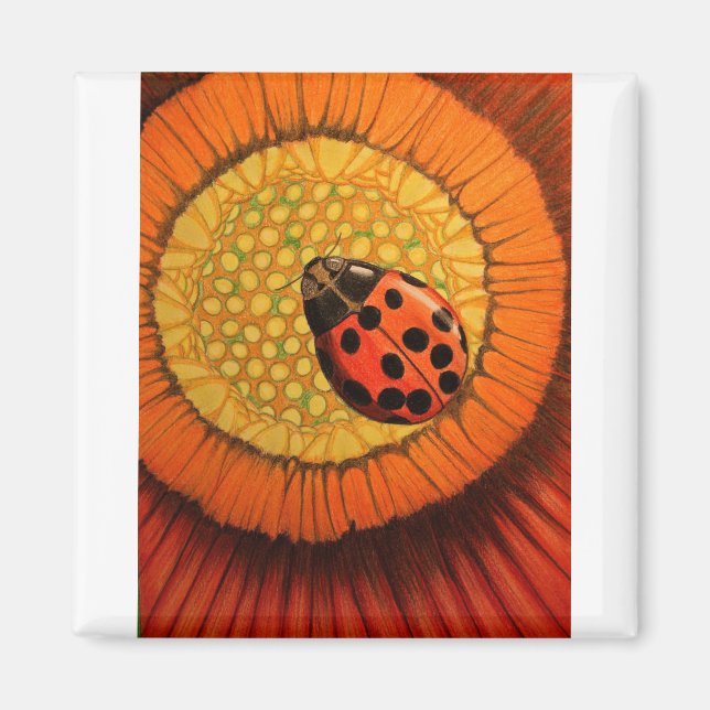 Imã Red Ladybug na Flor (Frente)