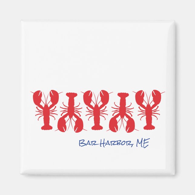Imã Red Lobsters Blue Custom Location White Preppy (Frente)