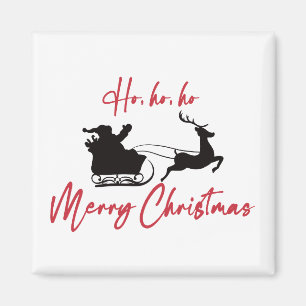 Imã Red Merry Christmas Papais noeis Sleigh e Reindeer