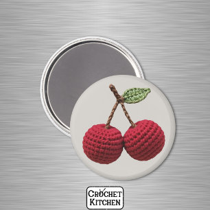 Imã Red Minimalista Avó Fruta Crochet Cherry