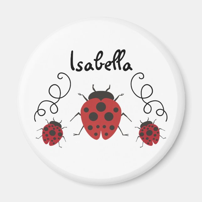 Imã Red Modern Ladybug Personalize-o (Frente)