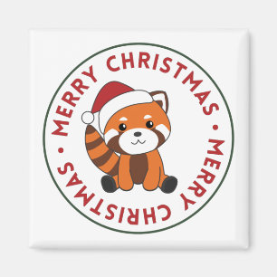 Imã Red Panda Christmas Snow Animais de inverno Pandas