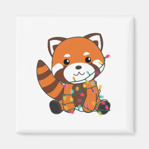 Imã Red Panda Christmas Snow Winter Animais Pandas