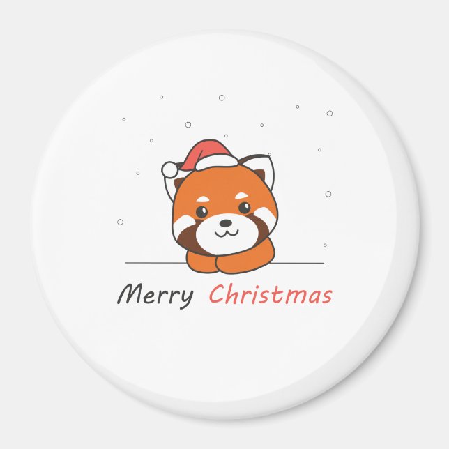 Imã Red Panda Christmas Snow Winter Animais Pandas (Frente)