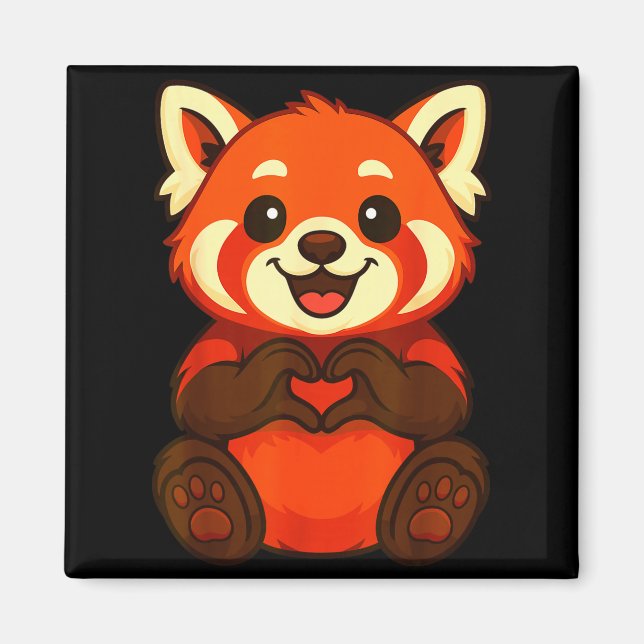 Imã Red Panda Doing Heart With Hands Valentines Day  (Frente)
