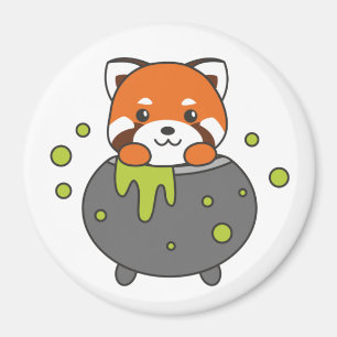 Imã Red Panda Happy Halloween Cauldron Bat